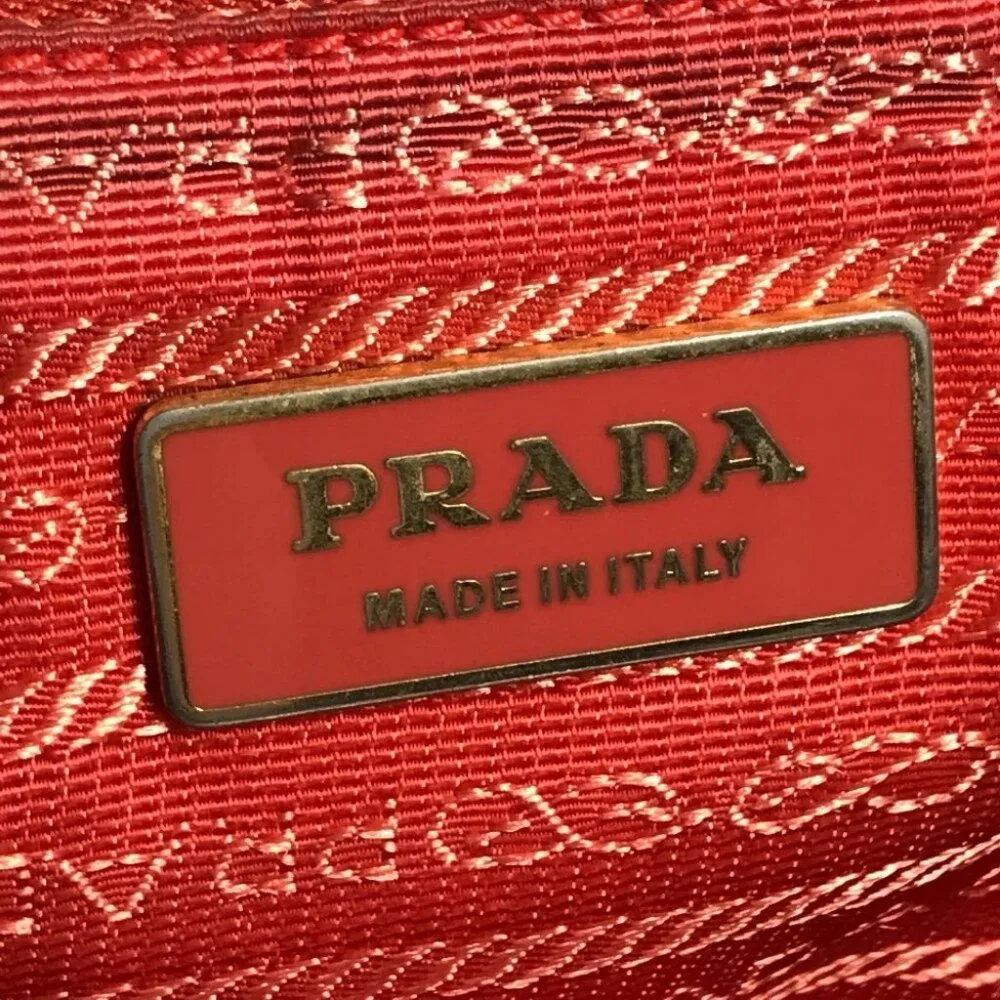 PRADA Braided Logo triangle logo plate Bag Tote Bag Hand Bag Nylon pink/White - Picture 13 of 14